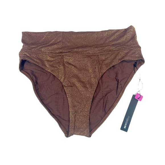 Max Swim Sydney Cocoa Shimmer Hipster Bikini Bottom - Picture 1 of 4
